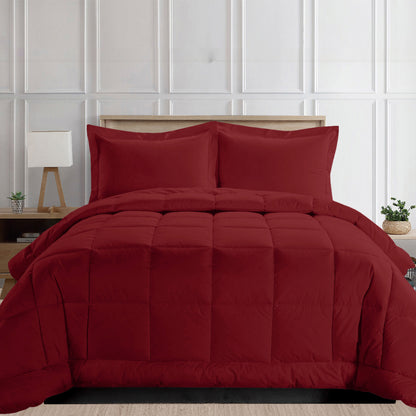 Elegant Comfort 3-Piece Box Stitched Comforter & Shams - Duvet Insert with 4 Corner Tabs