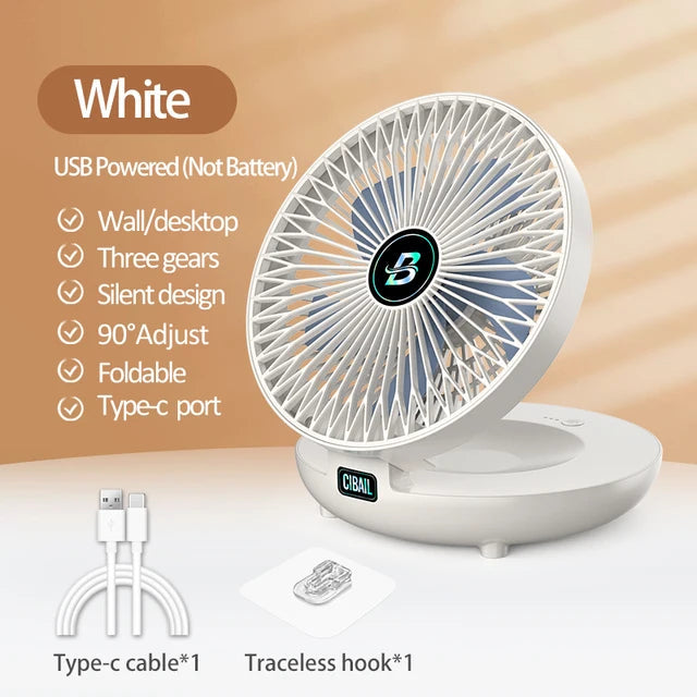 Best Sellers 2IN1 Folding Desktop Fan Portable Air Conditioner Wall Mounted Fan Rechargeable With 3 Gears for Home Office