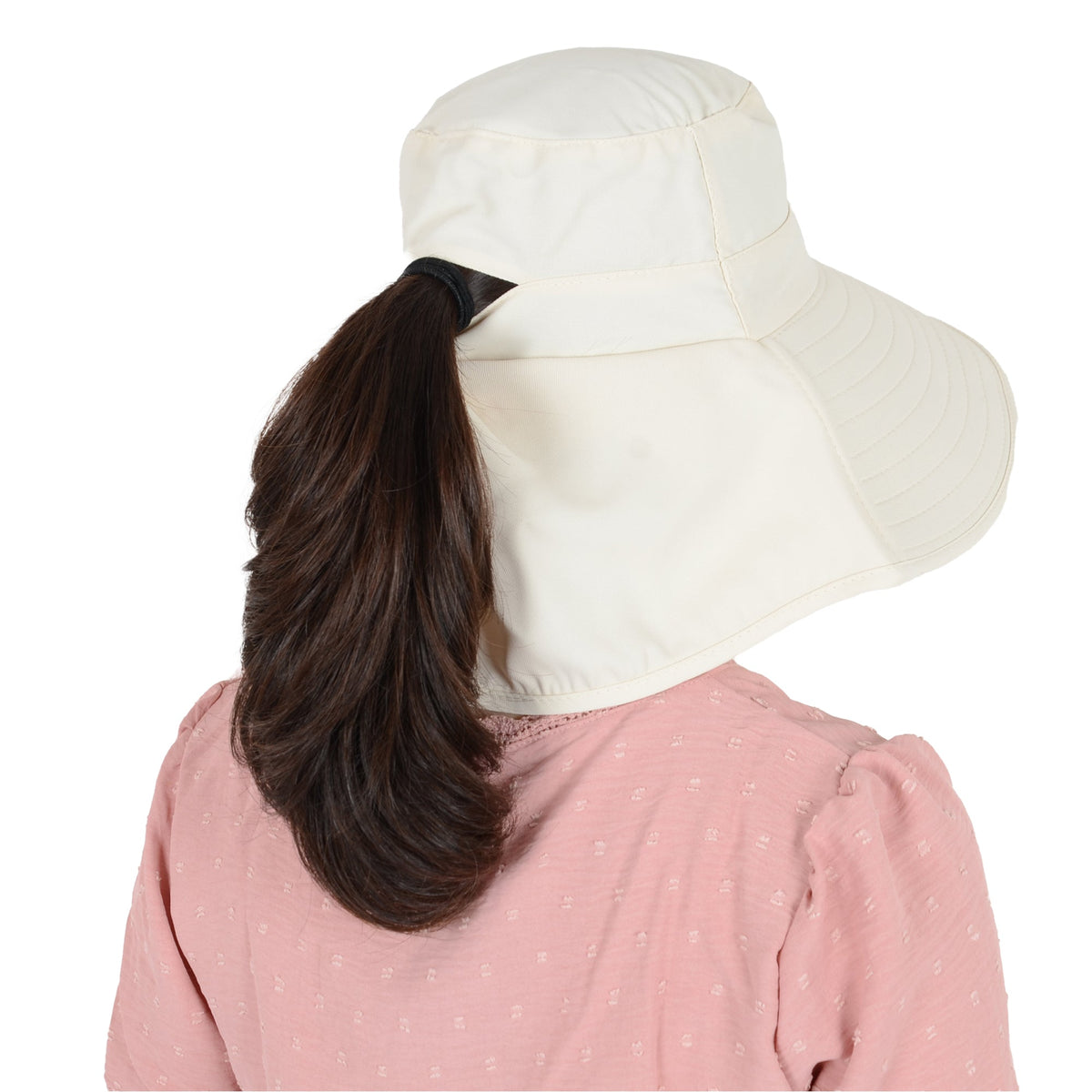 Anna-Kaci Women Ponytail Sun Hat Wide Brim Sun Hat with Flap Packable Adjustable Summer Beach Hat