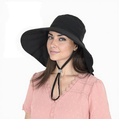 Anna-Kaci Women Ponytail Sun Hat Wide Brim Sun Hat with Flap Packable Adjustable Summer Beach Hat