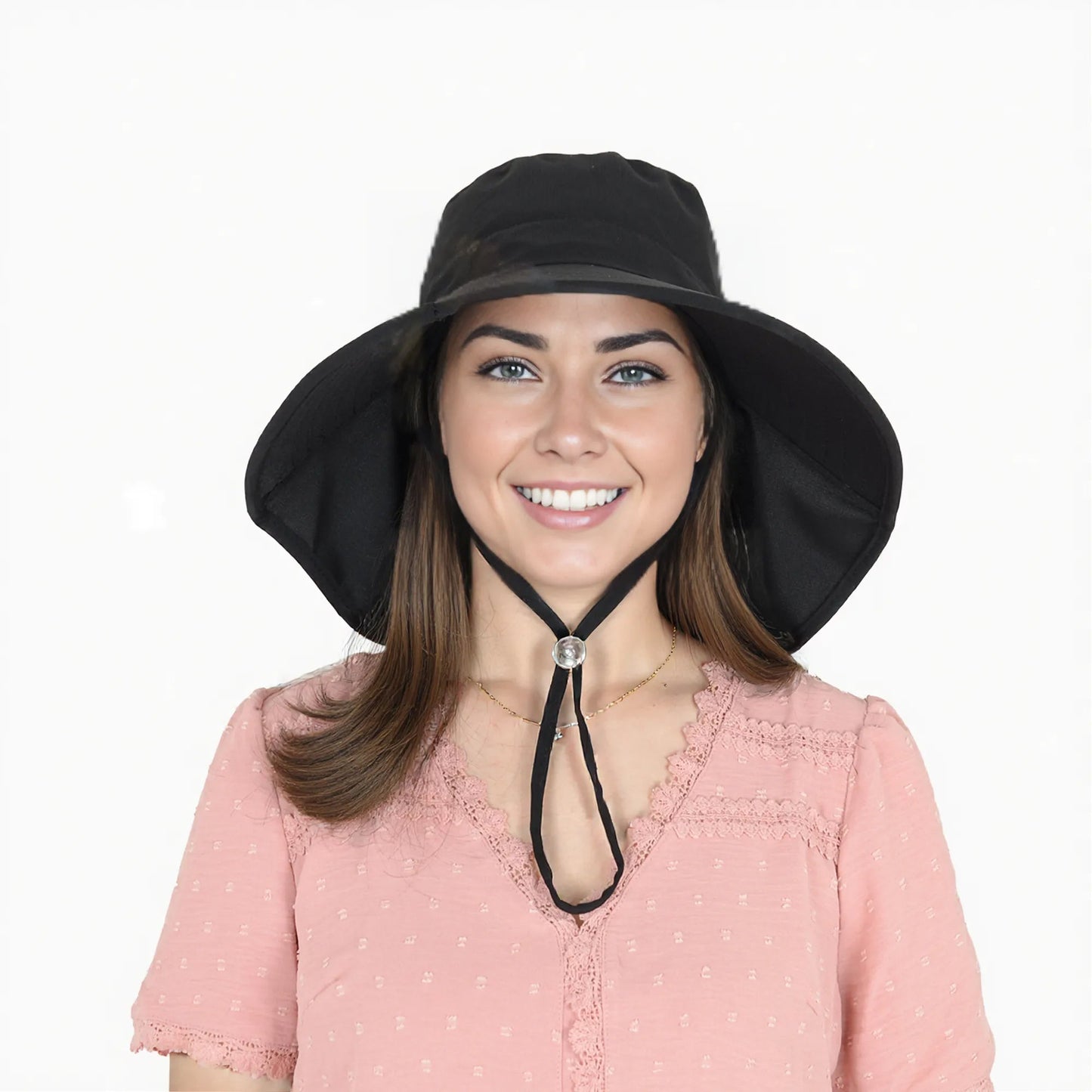 Anna-Kaci Women Ponytail Sun Hat Wide Brim Sun Hat with Flap Packable Adjustable Summer Beach Hat