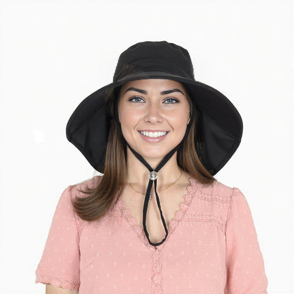 Anna-Kaci Women Ponytail Sun Hat Wide Brim Sun Hat with Flap Packable Adjustable Summer Beach Hat