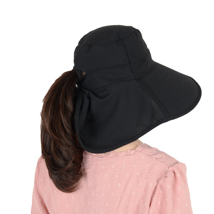 Anna-Kaci Women Ponytail Sun Hat Wide Brim Sun Hat with Flap Packable Adjustable Summer Beach Hat