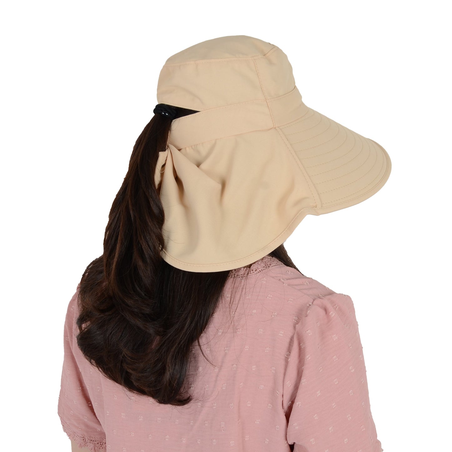 Anna-Kaci Women Ponytail Sun Hat Wide Brim Sun Hat with Flap Packable Adjustable Summer Beach Hat