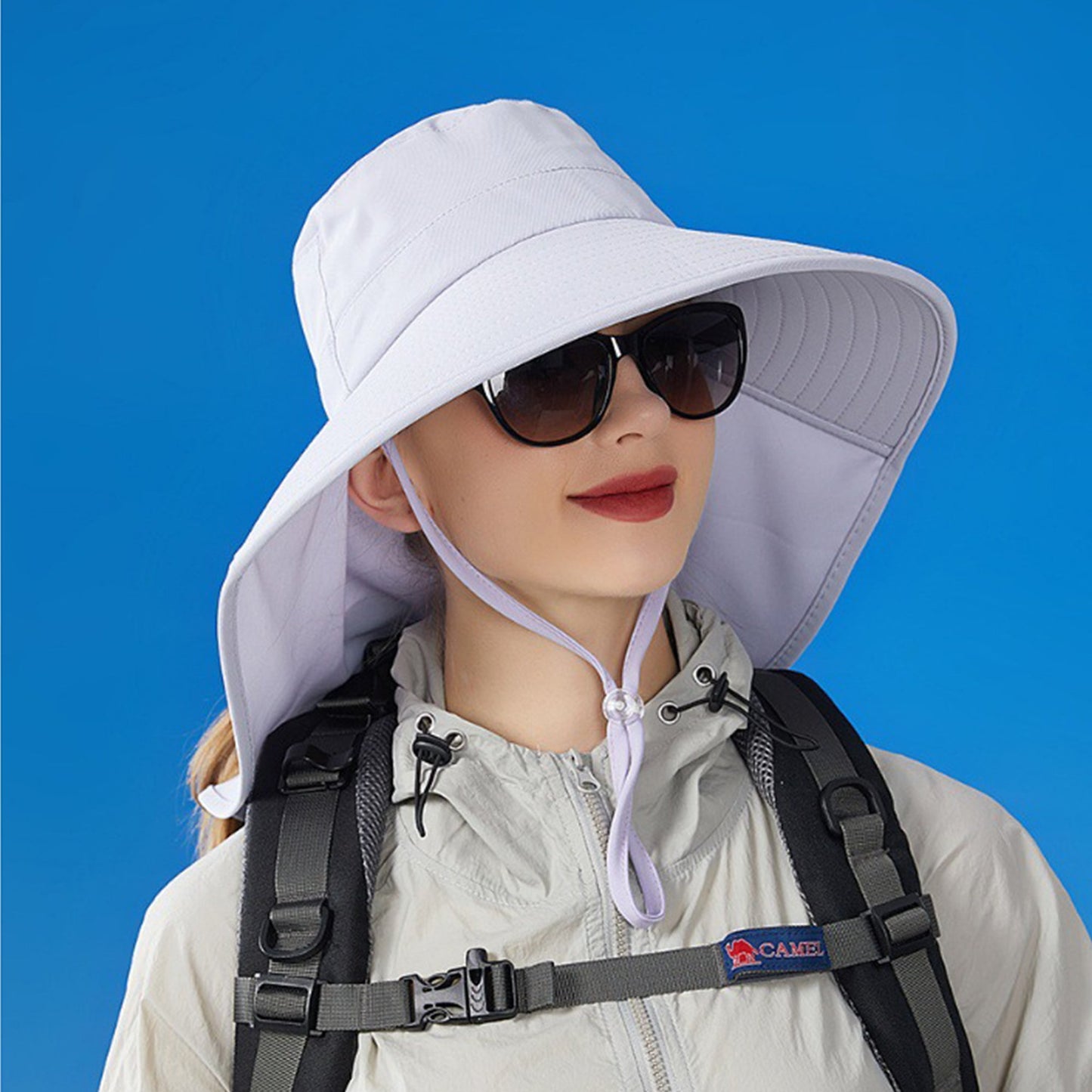 Anna-Kaci Women Ponytail Sun Hat Wide Brim Sun Hat with Flap Packable Adjustable Summer Beach Hat