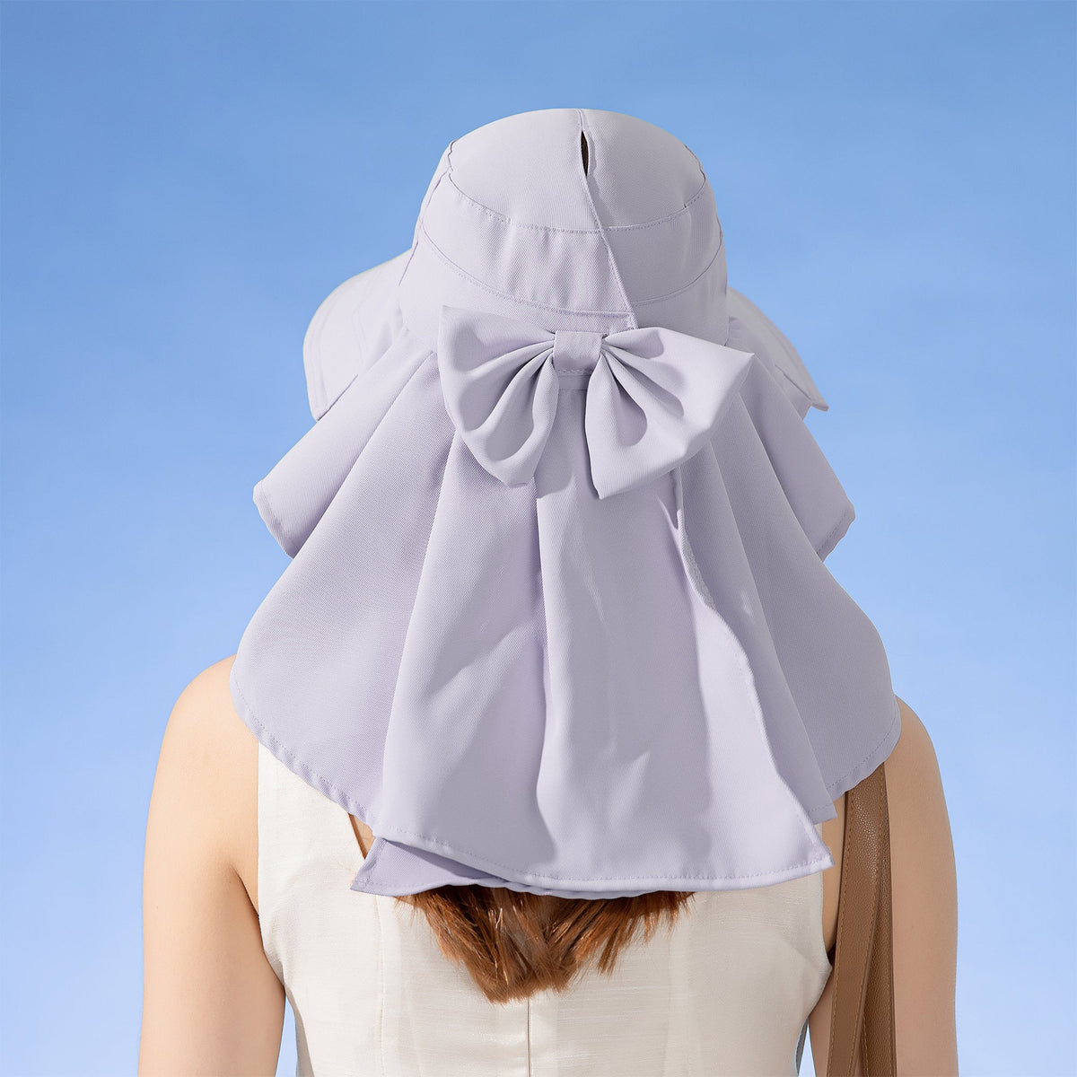 Anna-Kaci Womens Wide Brim Sun Hat UV Protection Flap Design with Back Bow Detail and Adjustable Chin Strap