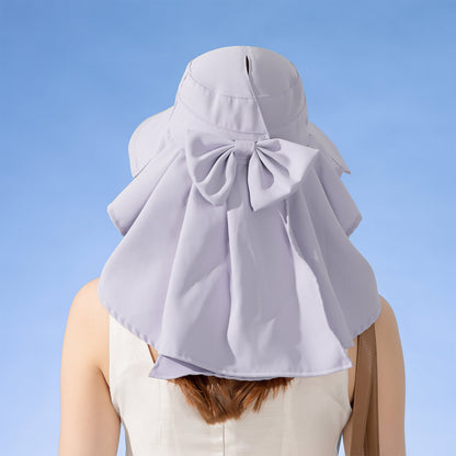 Anna-Kaci Womens Wide Brim Sun Hat UV Protection Flap Design with Back Bow Detail and Adjustable Chin Strap