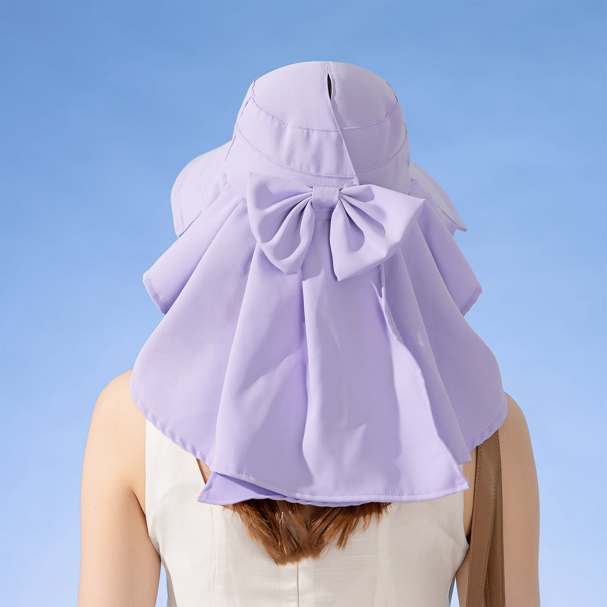 Anna-Kaci Womens Wide Brim Sun Hat UV Protection Flap Design with Back Bow Detail and Adjustable Chin Strap