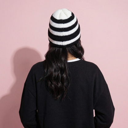 Anna-Kaci Unisex Striped Knit Beanie Hat Cuffed Warm Winter Cap