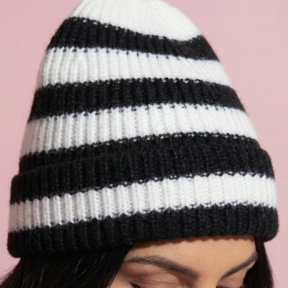 Anna-Kaci Unisex Striped Knit Beanie Hat Cuffed Warm Winter Cap