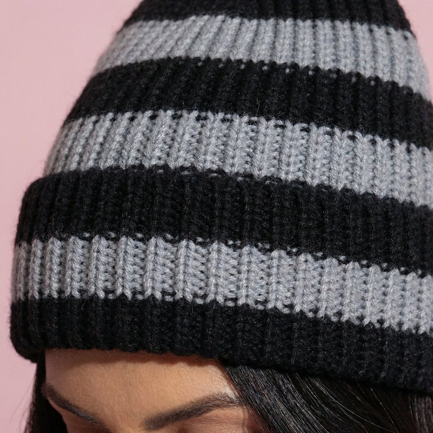 Anna-Kaci Unisex Striped Knit Beanie Hat Cuffed Warm Winter Cap