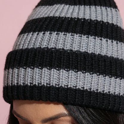Anna-Kaci Unisex Striped Knit Beanie Hat Cuffed Warm Winter Cap