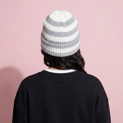 Anna-Kaci Unisex Striped Knit Beanie Hat Cuffed Warm Winter Cap