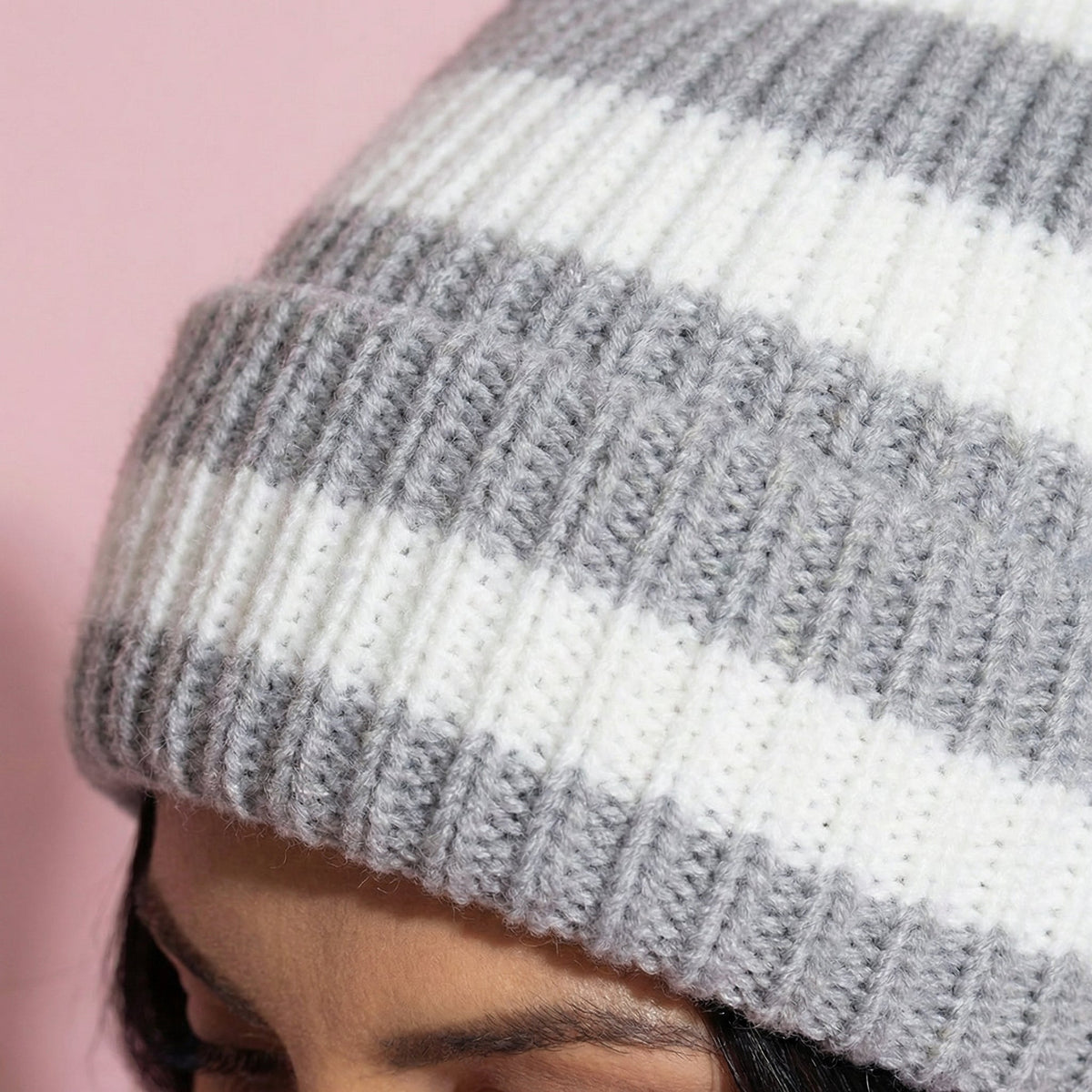 Anna-Kaci Unisex Striped Knit Beanie Hat Cuffed Warm Winter Cap