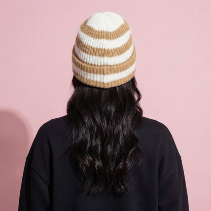Anna-Kaci Unisex Striped Knit Beanie Hat Cuffed Warm Winter Cap