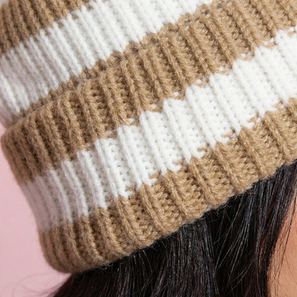 Anna-Kaci Unisex Striped Knit Beanie Hat Cuffed Warm Winter Cap