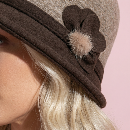 Anna-Kaci Womens Soft Felt Cloche Hat with Decorative Flower Accent