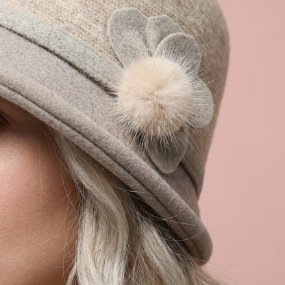 Anna-Kaci Womens Soft Felt Cloche Hat with Decorative Flower Accent