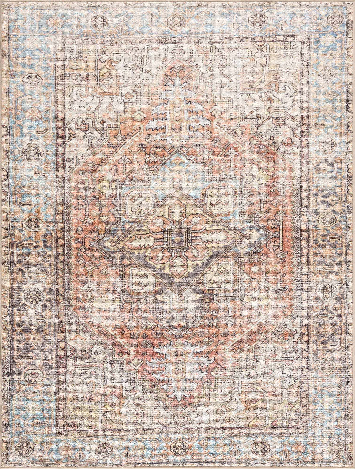 Beck Peach Washable Area Rug - Clearance