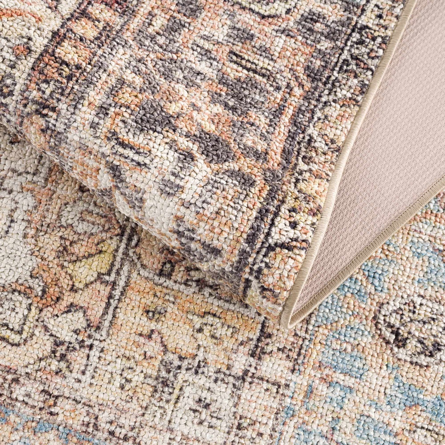 Beck Peach Washable Area Rug - Clearance