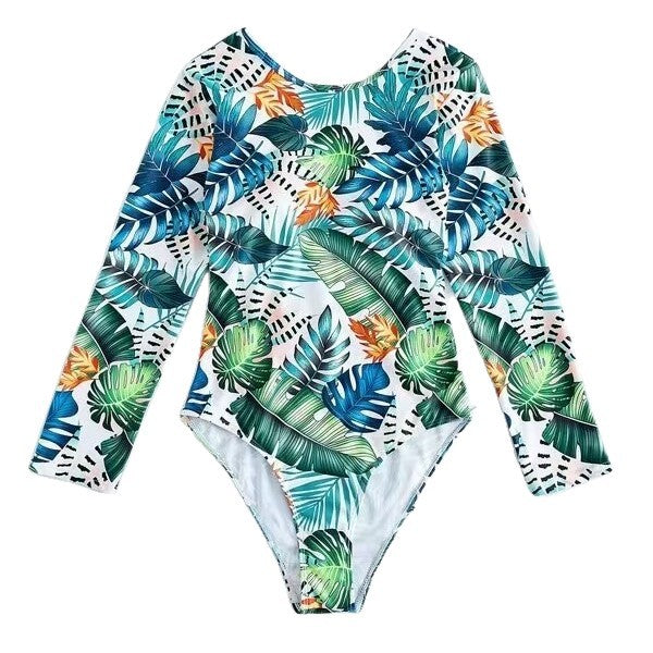 Long sleeved one-piece swimsuit with sexy tight print for women
