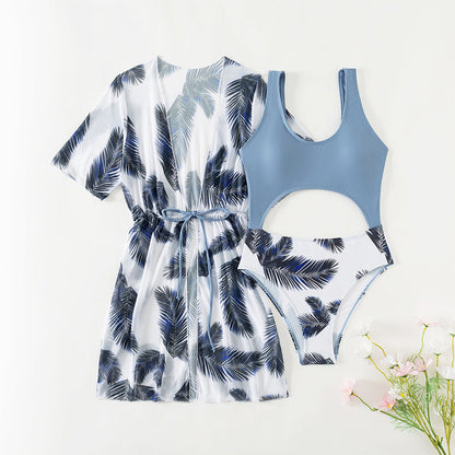 Three-Piece Swimwear Set for Girls, Medium to Large Kids Swimwear