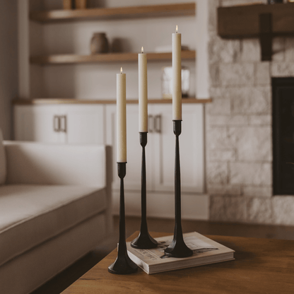 Black Cast Iron Taper Candle Holders