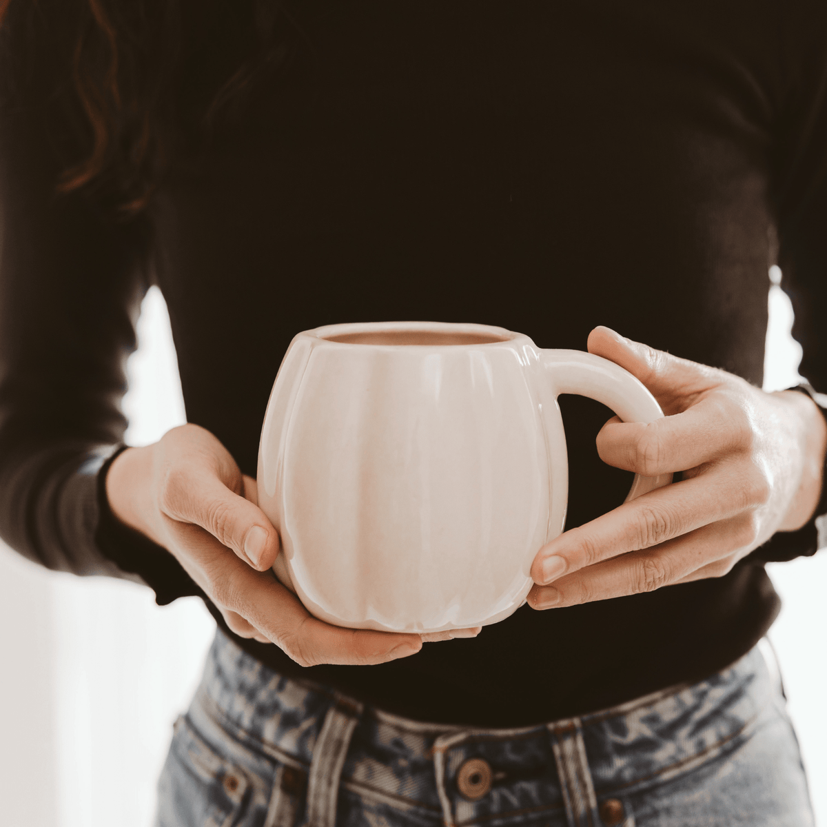 Cream Pumpkin 19 oz Figural Coffee Mug