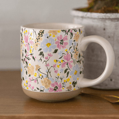 Floral 14 oz Stoneware Coffee Mug