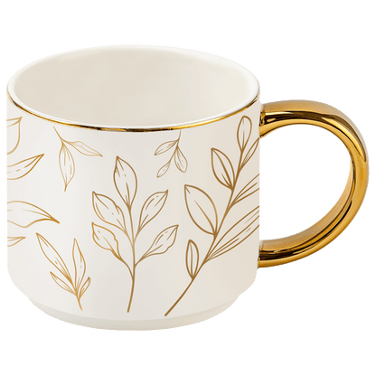 Gold Leaves 14 oz Gold Handle Coffee Mug