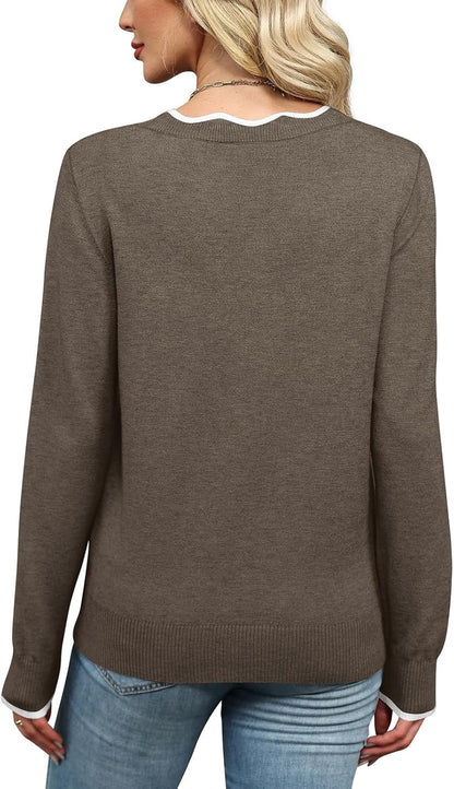 ✨Womens Cozy Lightweight V Neck Sweaters Pullover