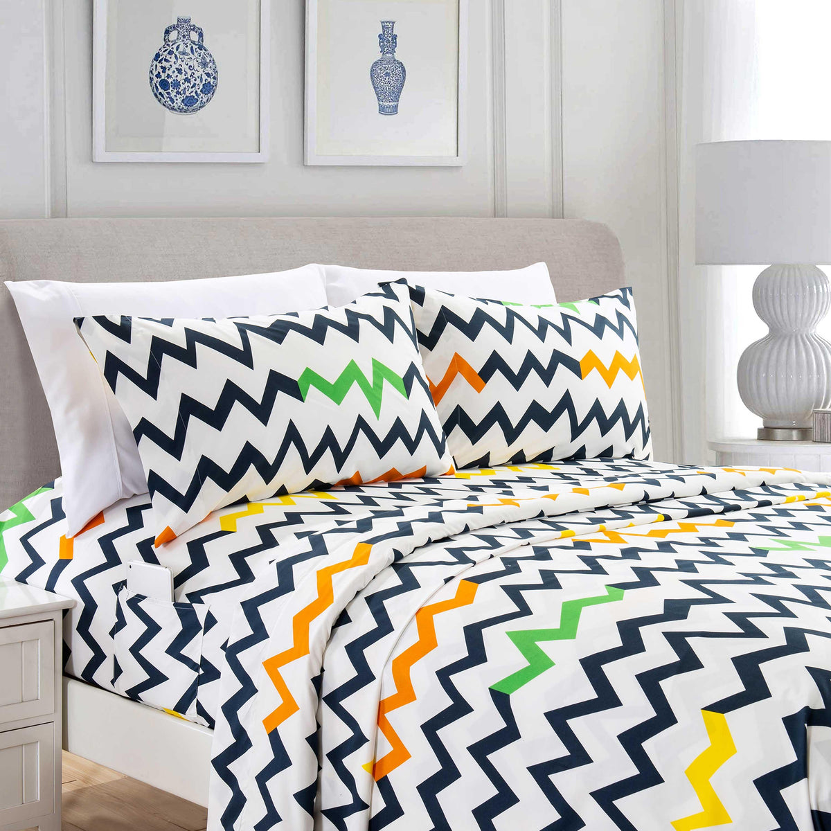 Elegant Comfort 6-Piece Chevron Pattern - Soft as a Hotel Premium Quality Sheet Set