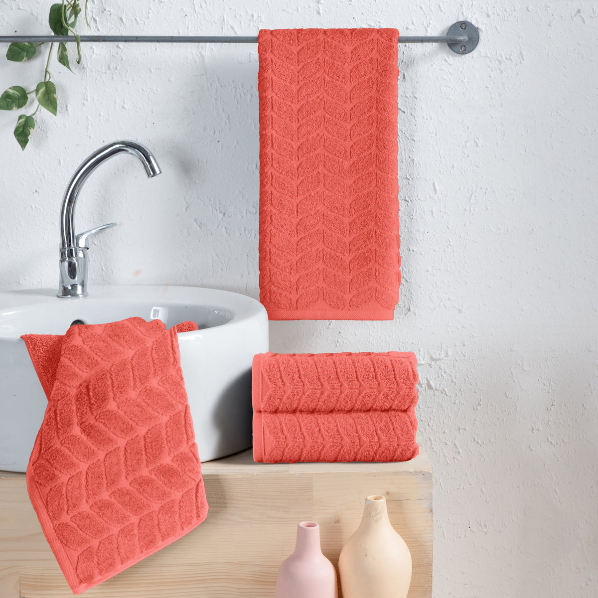 Elegant Comfort 4-Pack Premium Turkish Cotton Braided Hand Towel Set, 16 x 28 inch