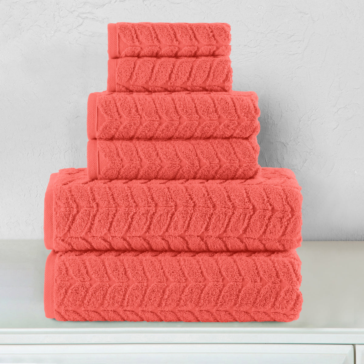 Elegant Comfort 6-Piece Turkish Cotton Braided Towel Set, 2 Washcloths, 2 Hand Towels and 2 Bath Towels
