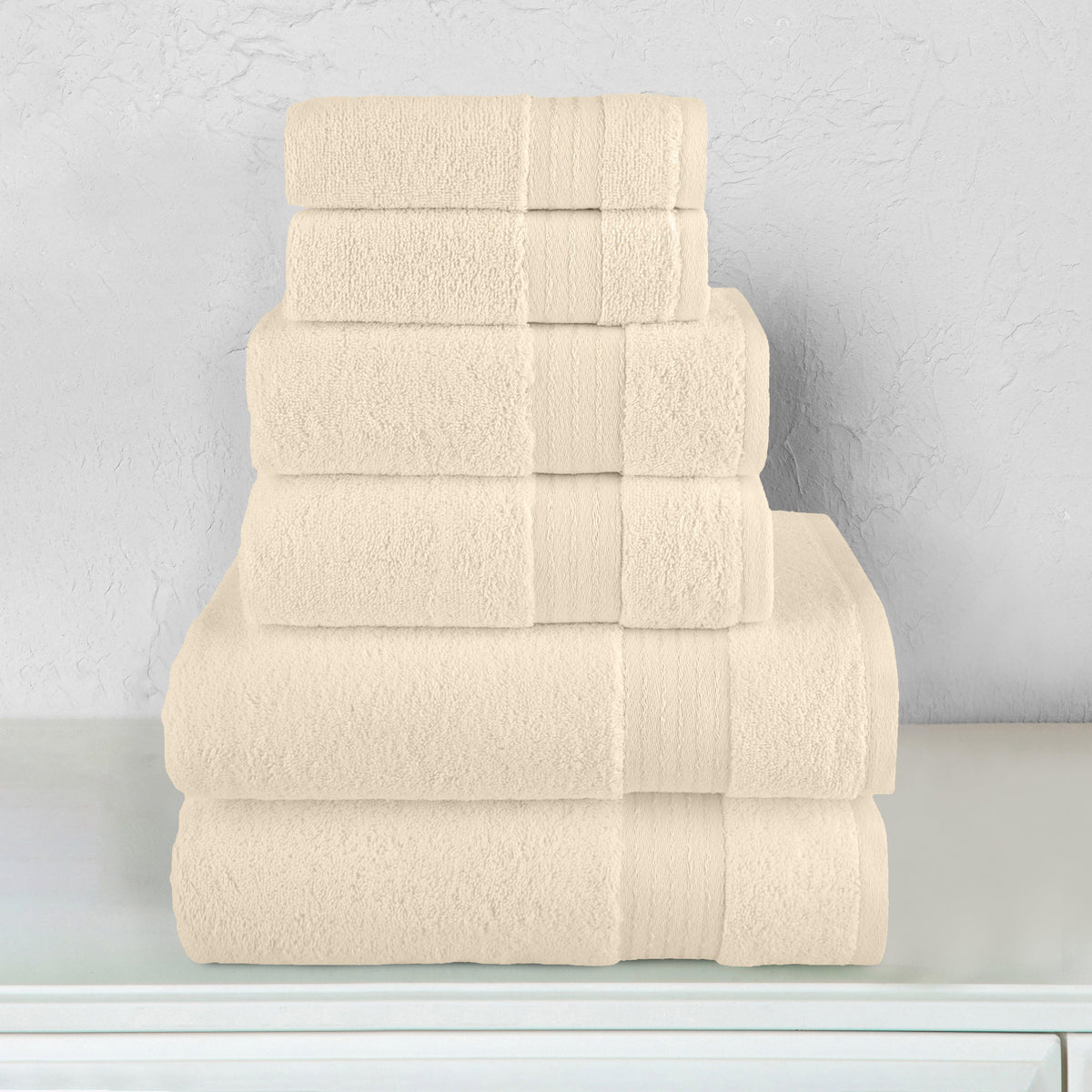 Elegant Comfort 6-Piece Turkish Cotton Towel Set, 2 Washcloths, 2 Hand Towels and 2 Bath Towels