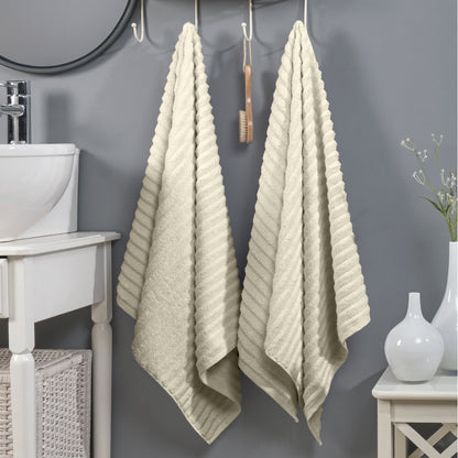 Elegant Comfort 2-Pack Premium Turkish Cotton Corduroy Stripe Bath Towel Set, 27 x 54 inch