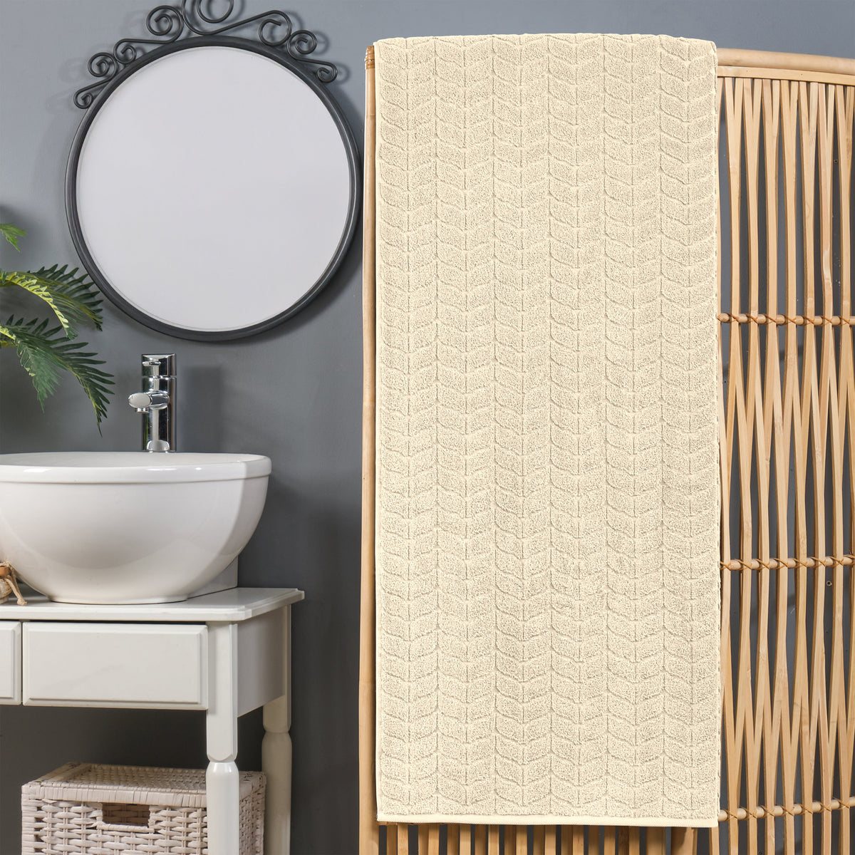 Elegant Comfort 1-Piece Premium Turkish Cotton Braided Oversized Bath Sheet Towel 40 x 80 Inch