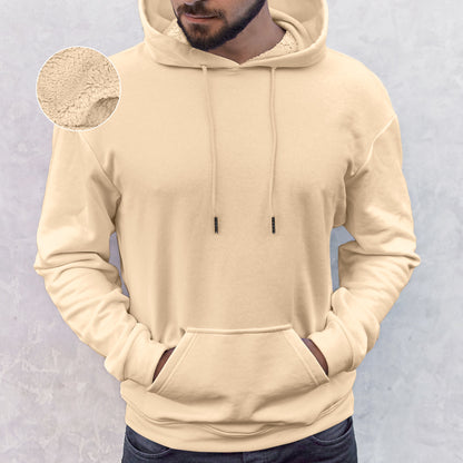 Elegant Comfort Men Casual Sherpa-Lined Cotton Hoodie