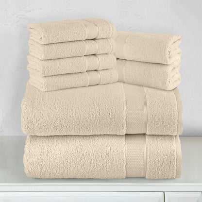 Elegant Comfort 8-Piece Turkish Cotton Towel Set, 4 Washcloths, 2 Hand Towels and 2 Bath Towels