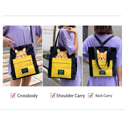 Cute Shiba Inu Tote Bag – Canvas Crossbody Bag for Dog Lovers