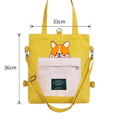 Cute Shiba Inu Tote Bag – Canvas Crossbody Bag for Dog Lovers