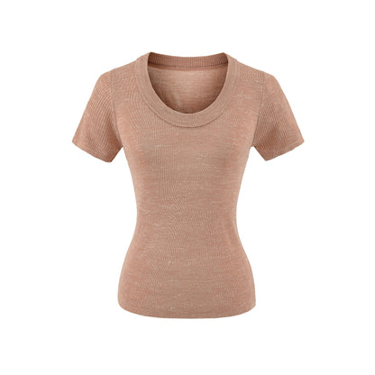 U-neck short sleeved top
