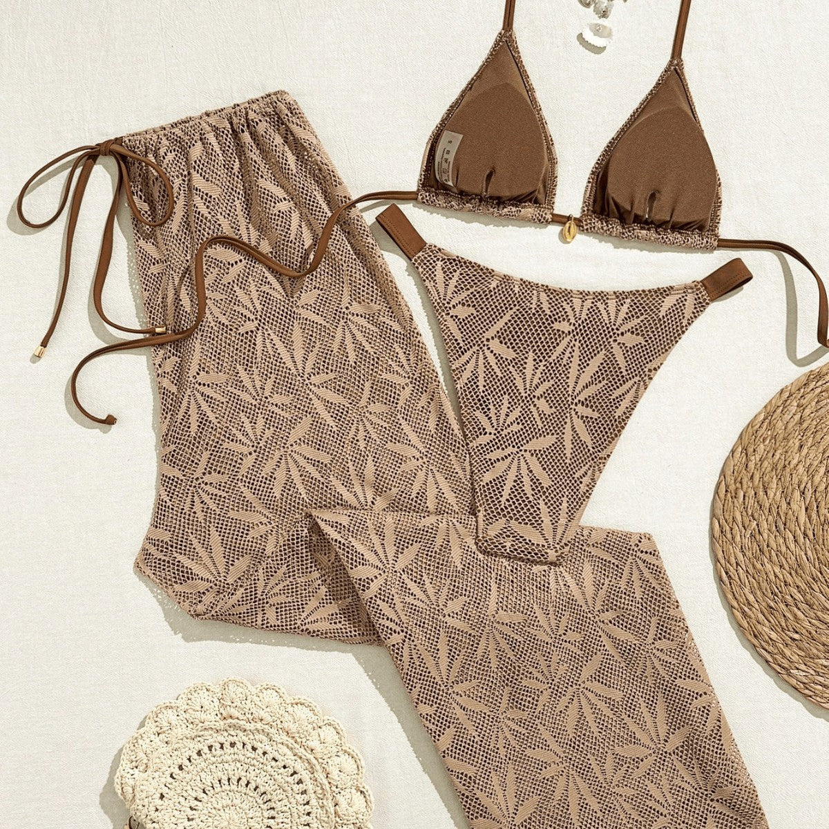 Women's Three-Piece Bikini Set with Halter Neck, Long Pants Swimwear for Beach Style New Fashion Bikini