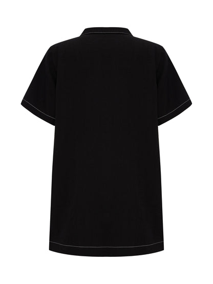 Mae Popover Mini Dress - Black