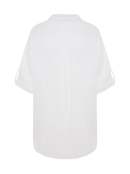 Kaya Oversized Shirt Dress - White