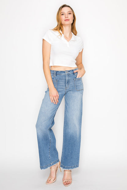 Eco Friendly Fabric High Rise Slim Palazzo Jeans