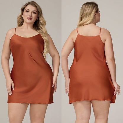 Elegant Satin Chiffon Sleepwear for Women, Summer Strap Sexy Nightdress, Simple Home Wear