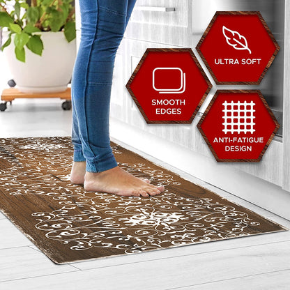 20"x55" Oversized Cushioned Anti-Fatigue Kitchen Runner Mat (Scroll)