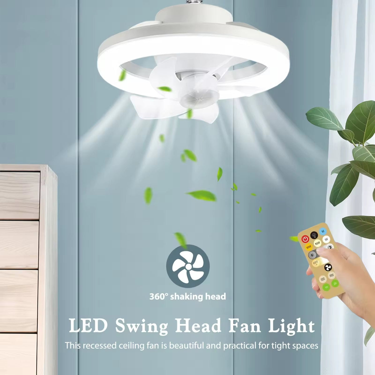 48W Rotating Ceiling Fan with LED Light
