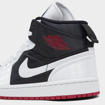Air Jordan Women's Retro 1 Mid Se Utility 'Canvas White Black Gym Red' Sneakers